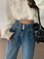 Streetwear Classic Full-Length Denim Pants for