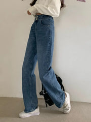 Streetwear Classic Full-Length Denim Pants for