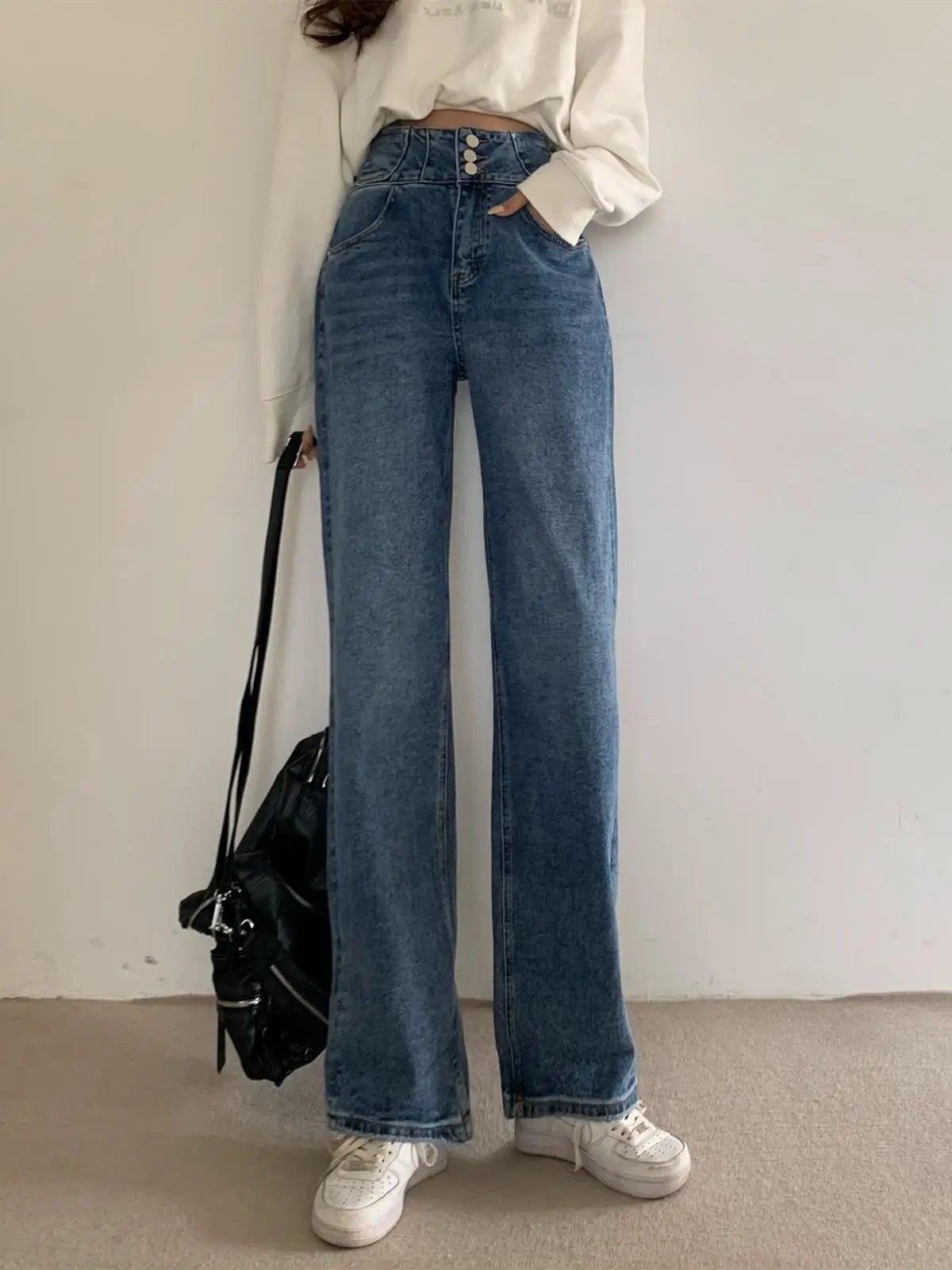 Streetwear Classic Full-Length Denim Pants for