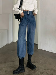 Streetwear Classic Full-Length Denim Pants for