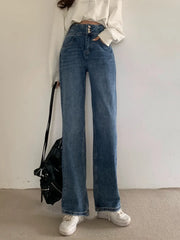 Streetwear Classic Full-Length Denim Pants for