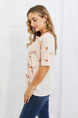 BOMBOM She's Blossoming Floral Contrast Knit Top in Blush