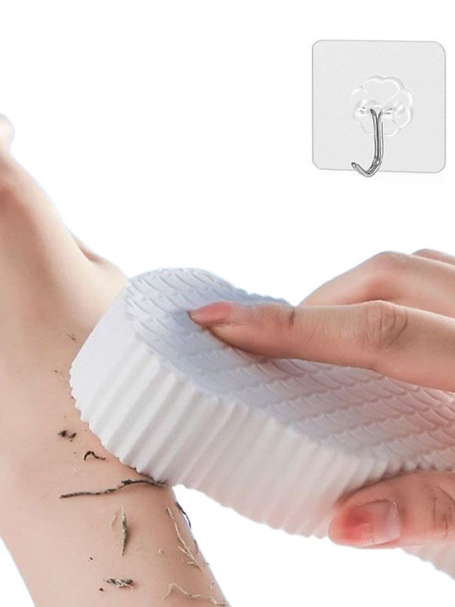 Bath Body Shower Sponge Scrub with Self-adhesive Hook Spa Scrub Exfoliator Dead Skin Remover for Adults Children Elasticity Reusable Shower Brush Skin Cleaner