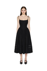 Alva Lace Trimmed A-line Midi Slip Dress