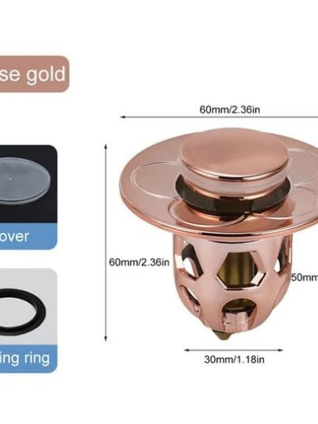 Bathroom&Kitchen Sink Stopper and Strainer Sink Drain Strainer Basket Replacement,Brass Body Metal Center Knob