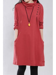 Turtle Collar Long Sleeve Women's Dress