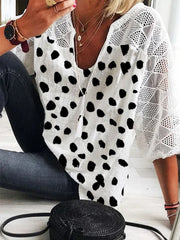 V Neck 3/4 Sleeve Casual Shirts & Tops