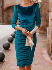 Glam Expectations Velvet Pleated Pencil Dress