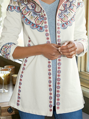 Tribal Printed Long Sleeve Hooded Outerwear