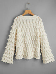 Bell Sleeve Pointelle Knit Sweater for Women
