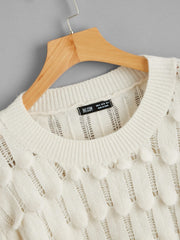 Bell Sleeve Pointelle Knit Sweater for Women