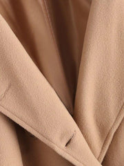 Belted Fur Collar Wool Blend Peacoat for Women