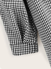 Belted Houndstooth Print Hooded Coat for Women