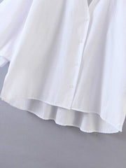 Bishop Sleeve High Low Button Up Blouse for Women