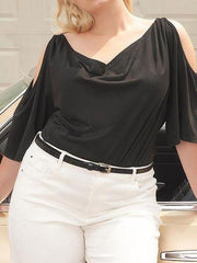 Black Loose Strapless Sling Blouses for Women