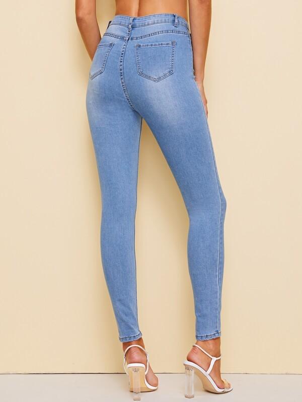 Bleach Wash High Waist High Stretch Skinny Jeans