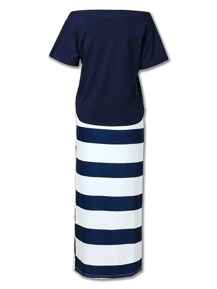 Boat Anchor Print T-Shirt & Striped Skirt Set