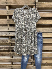 Bohemian Leopard Print Long T-shirt for Women