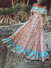 Bohemian Short-sleeved Print Dress for Women