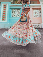 Bohemian Short-sleeved Print Dress for Women