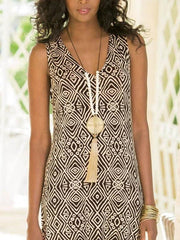Bohemian Sleeveless Stitching Printed Dress for Women