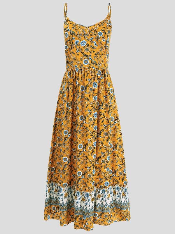 Bohemian V-neck Floral Sling Dress for Women