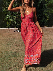 Bohemian V-neck Floral Sling Dress for Women