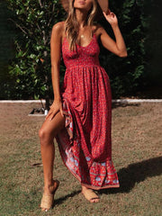 Bohemian V-neck Floral Sling Dress for Women