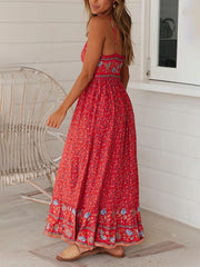 Bohemian V-neck Floral Sling Dress for Women
