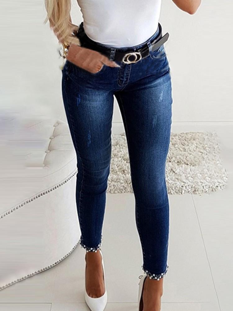 Bow Cuff Skinny Jeans