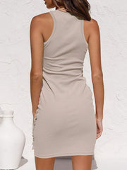Bow Tie Sleeveless Tight Pleated Mini Dress