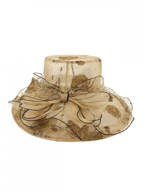 Bowknot Sheer Organza Wide Brim Hat for Women
