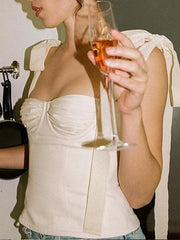 Bowknot Strap Wrap Solid Color Camisole for Women