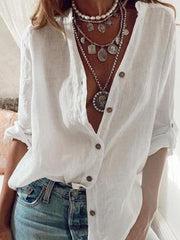 Brief Solid Loose Blouse Top