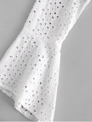 Broderie Anglaise Lace Up Ruffle Milkmaid Crop Blouse