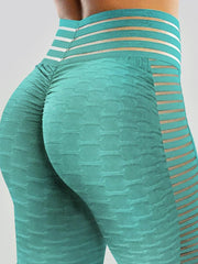 Bubble Texture Solid Color High Waist Tight Legging Yoga Pants