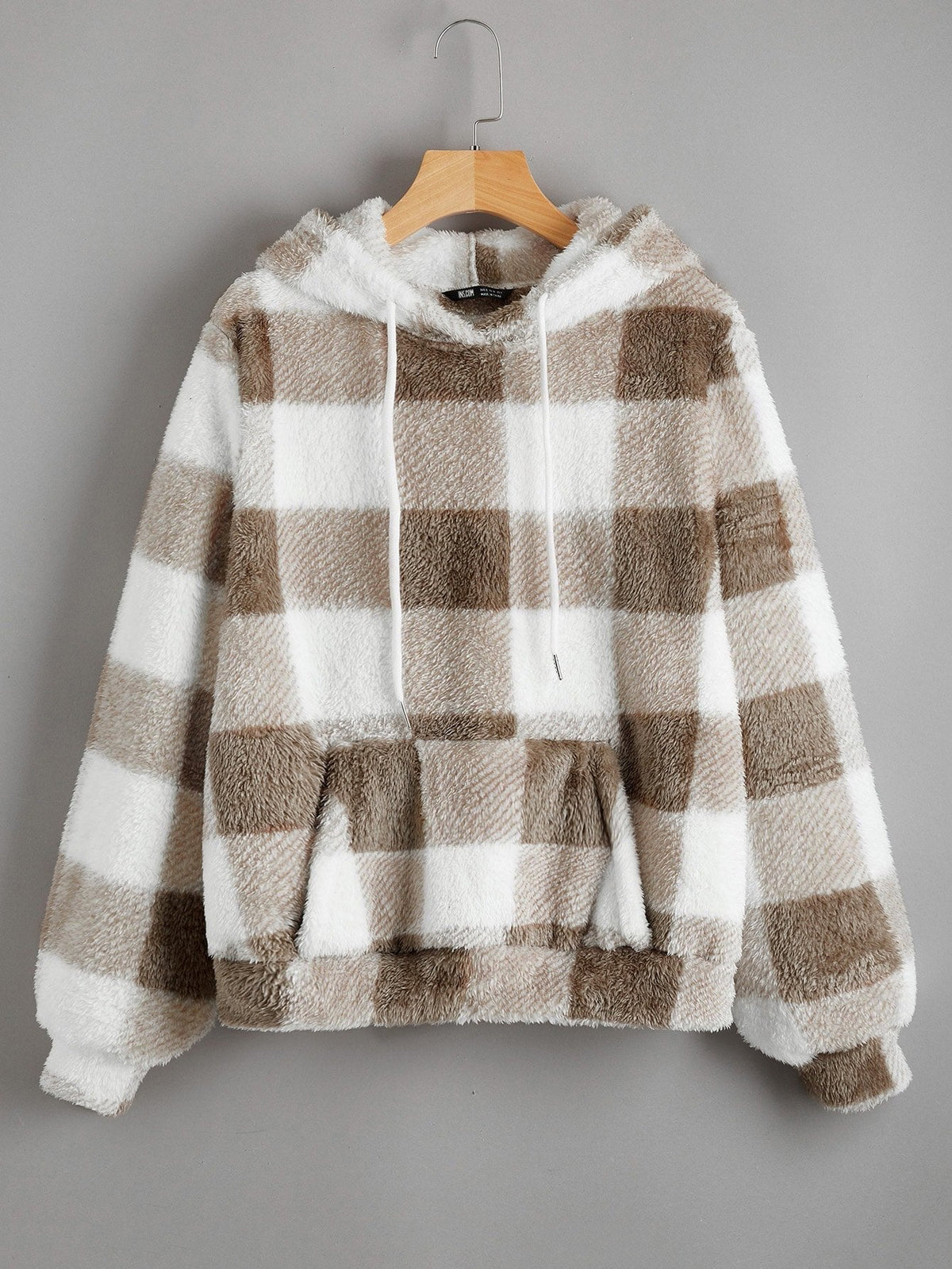 Buffalo Plaid Teddy Hoodie for Women