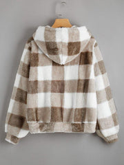Buffalo Plaid Teddy Hoodie for Women