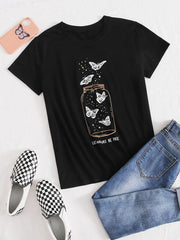 Butterfly And Slogan Graphic Tee