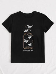 Butterfly And Slogan Graphic Tee