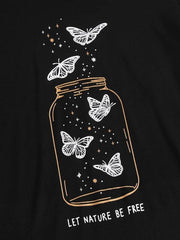 Butterfly And Slogan Graphic Tee