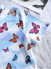 Butterfly Cloud Print Short Sleeve T-shirt
