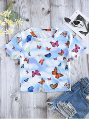 Butterfly Cloud Print Short Sleeve T-shirt