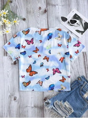 Butterfly Cloud Print Short Sleeve T-shirt
