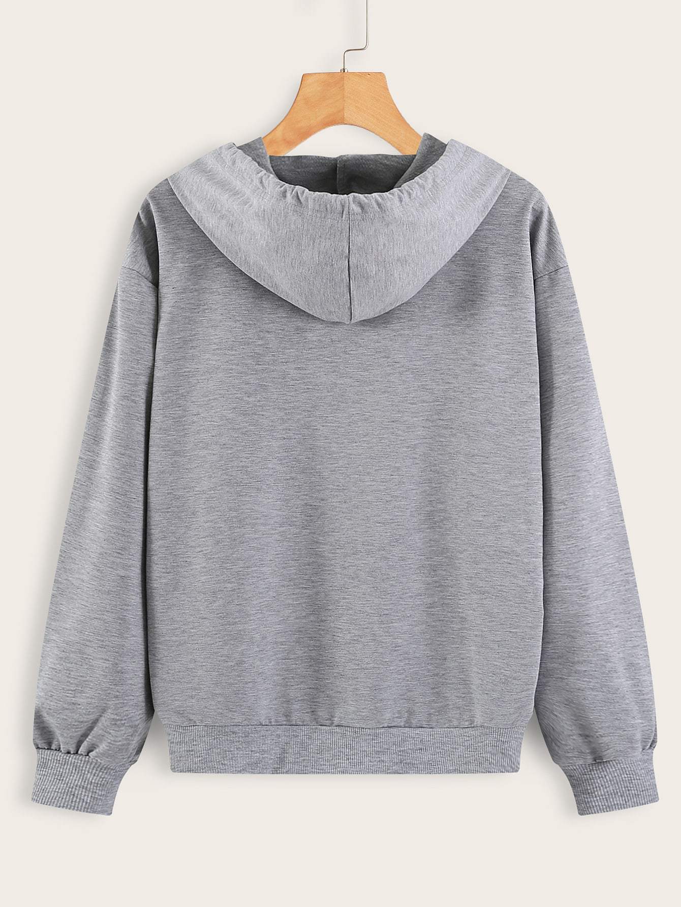 Butterfly Patched Kangaroo Pocket Drawstring Hoodie