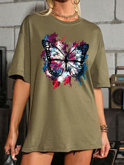 Butterfly Print Animal Casual T Shirt for Women