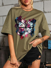 Butterfly Print Animal Casual T Shirt for Women