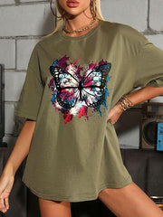 Butterfly Print Animal Casual T Shirt for Women