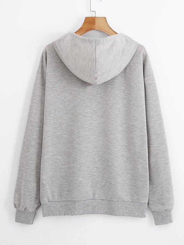Butterfly Print Kangaroo Pocket Drawstring Hoodie