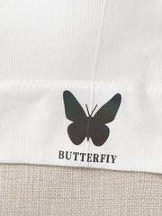 Butterfly Print Ribbed Bralette